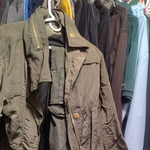 Venezia Khaki Military Jacket with Brass Details